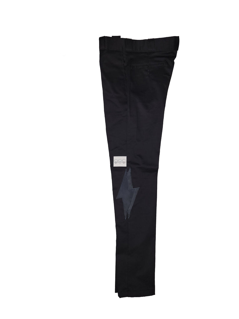 Leather Lightning Bolt Pants (Black)