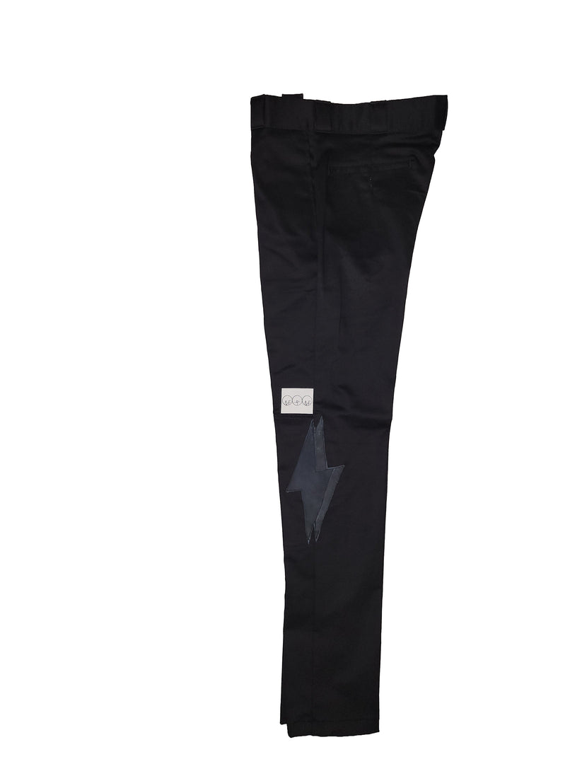 Leather Lightning Bolt Pants (Black)