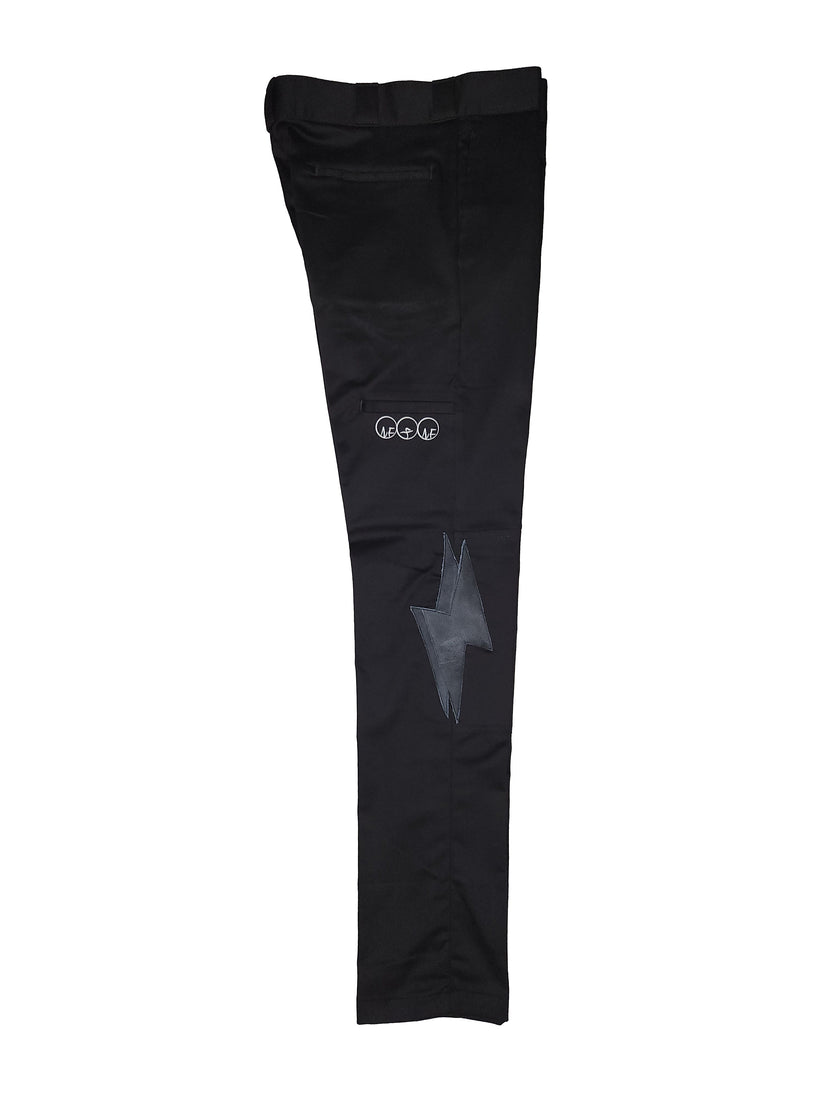 Leather Lightning Bolt Pants (Black)