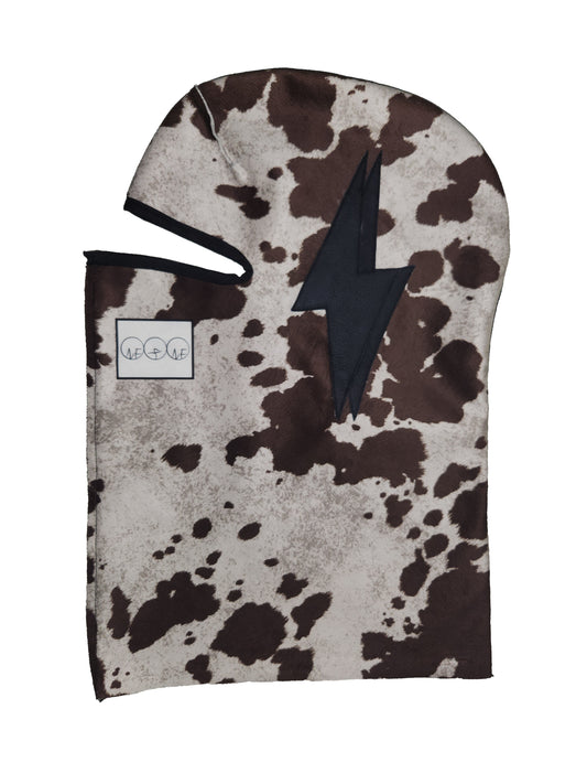 Double Leather Lightning Bolt Cow Print