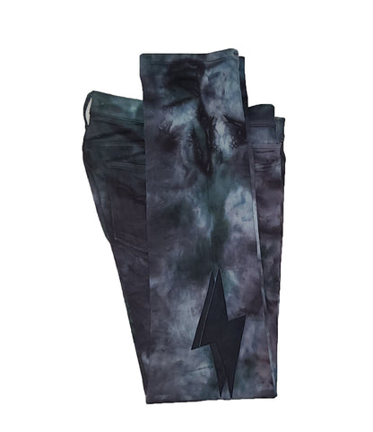 DOUBLE LEATHER TYE DYE PANTS