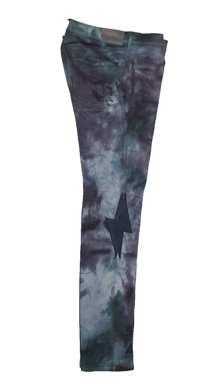 DOUBLE LEATHER TYE DYE PANTS