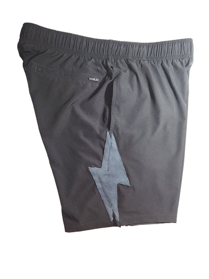 Leather Lightning Bolt Shorts (Black)