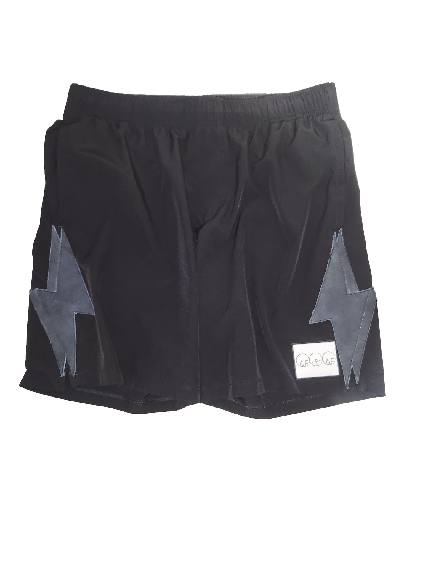 Leather Lightning Bolt Shorts (Black)