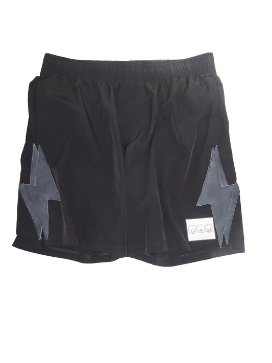 Leather Lightning Bolt Shorts (Black)