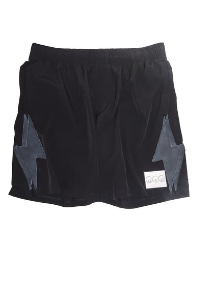 Leather Lightning Bolt Shorts (Black)
