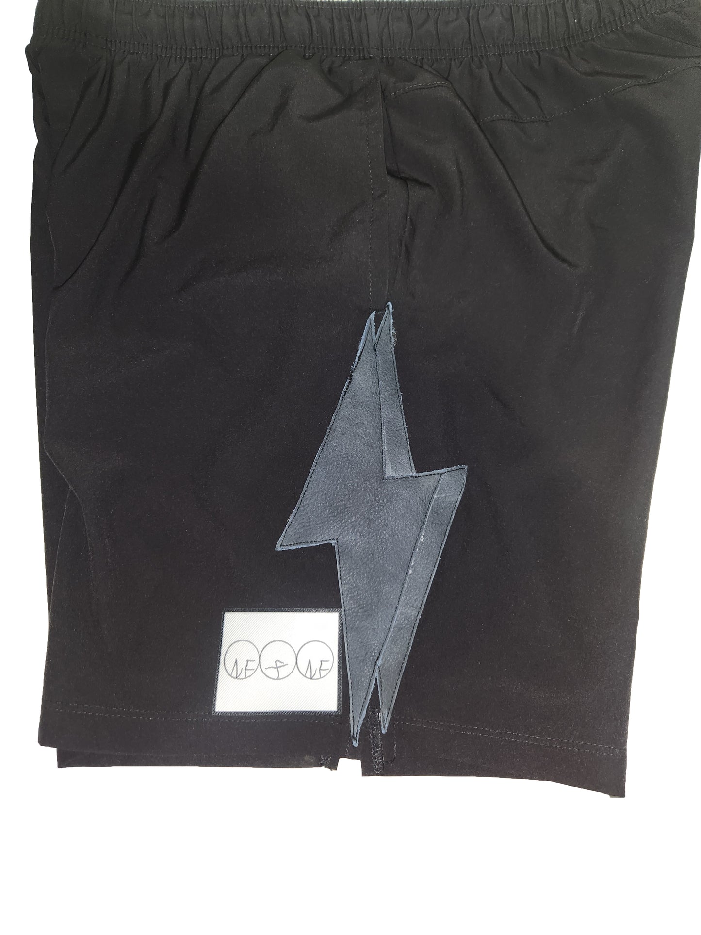 Leather Lightning Bolt Shorts (Black)