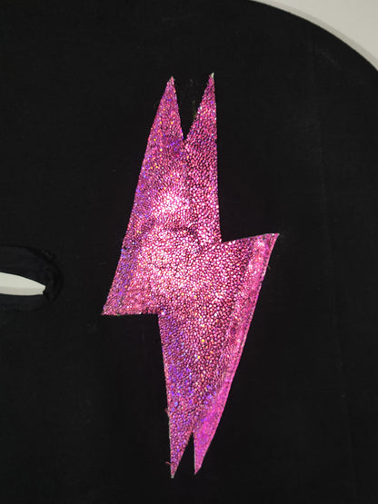 Double Leather Lightning Bolt With Zipper (Pink Stingray)