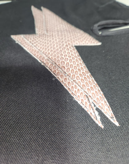 Snake Embossed Double Leather Lightning Bolt