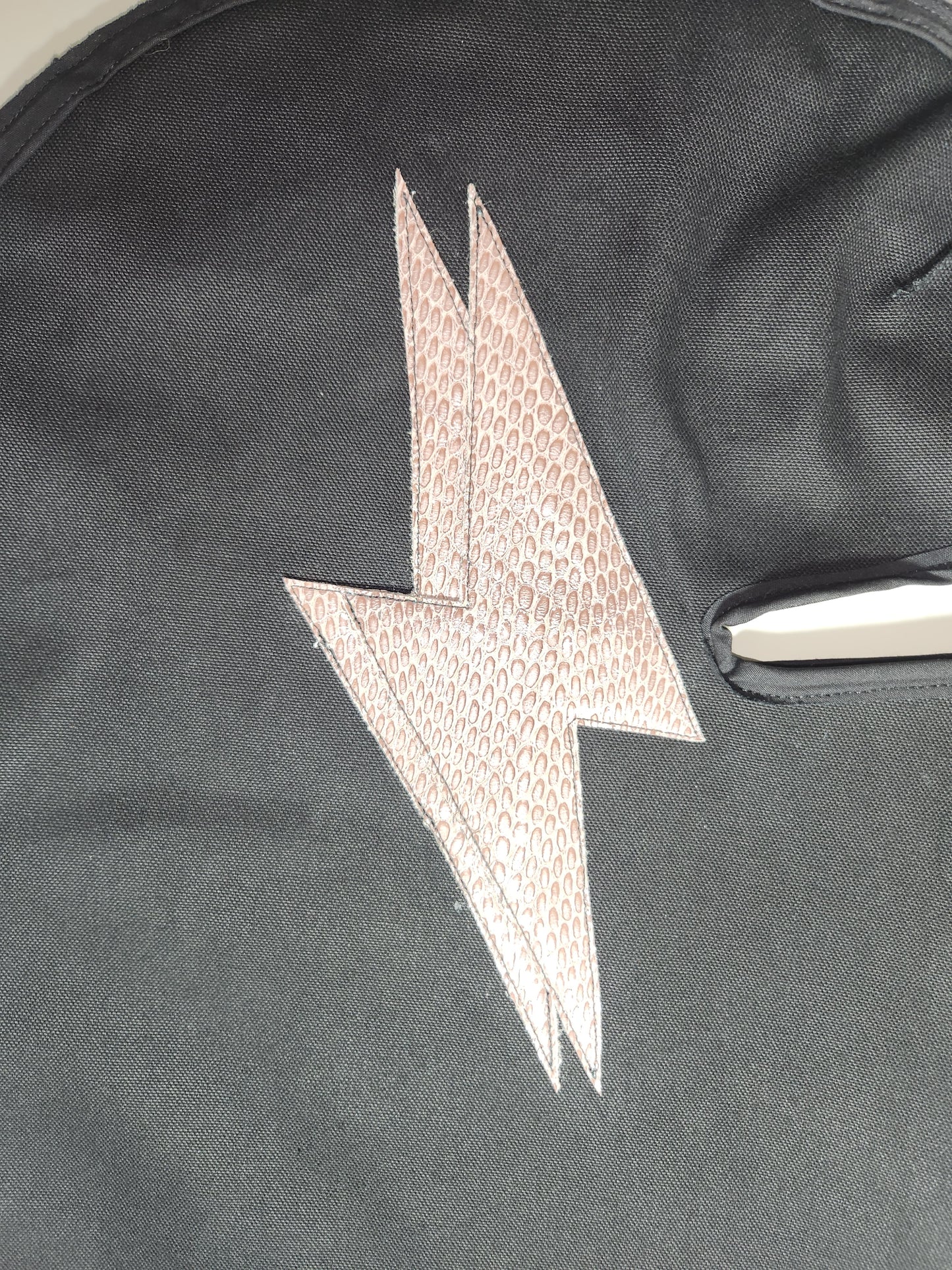 Snake Embossed Double Leather Lightning Bolt