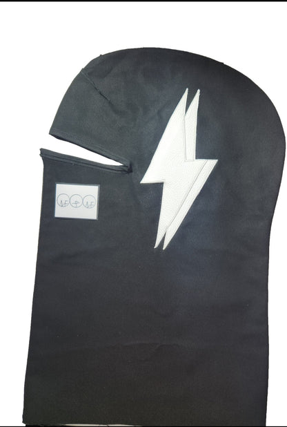 Double Leather Lightning Bolt With Zipper (White)