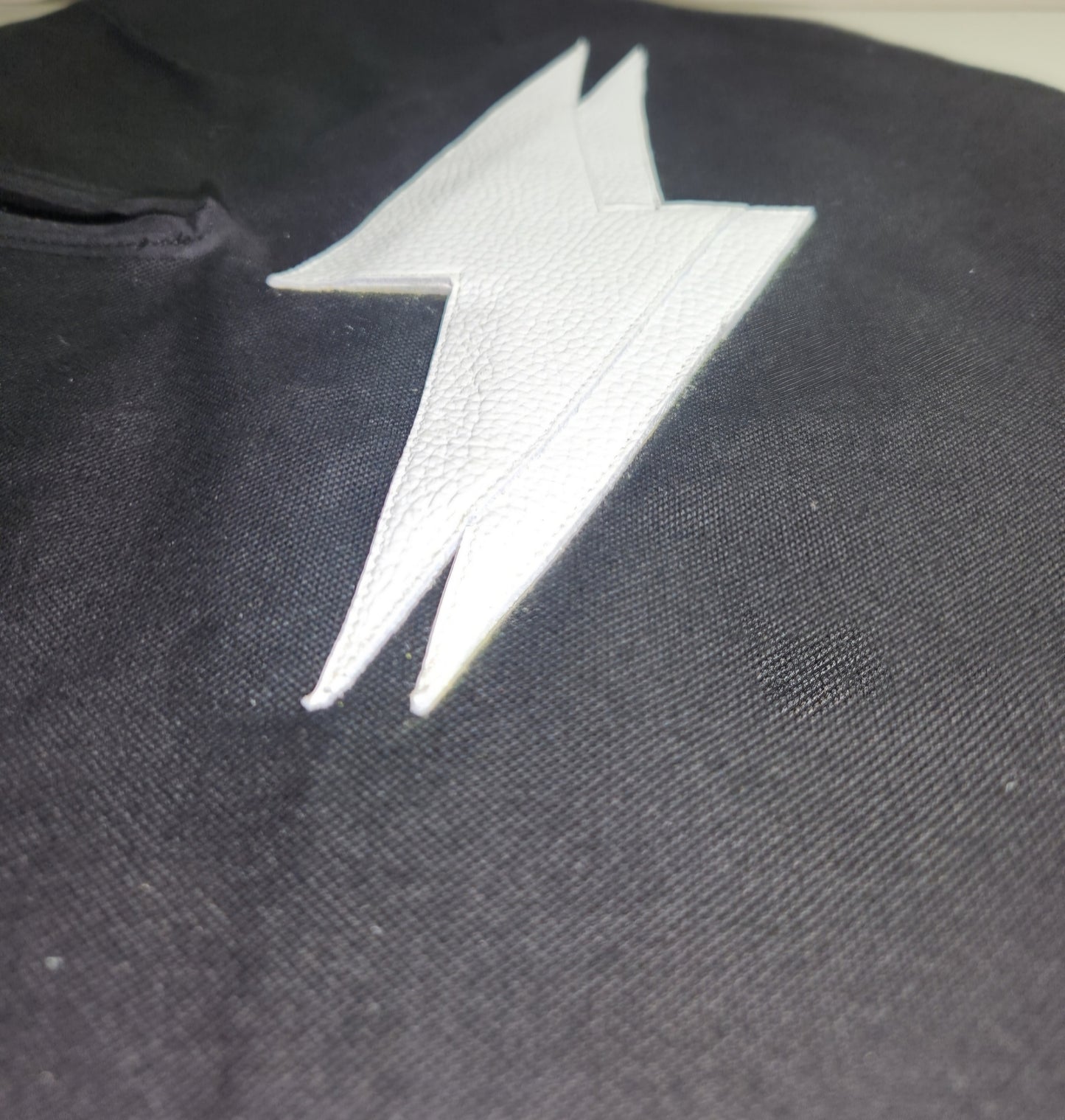 Double Leather Lightning Bolt With Zipper (White)