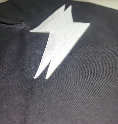 Double Leather Lightning Bolt With Zipper (White)