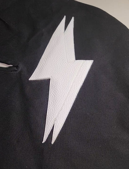 Double Leather Lightning Bolt With Zipper (White)