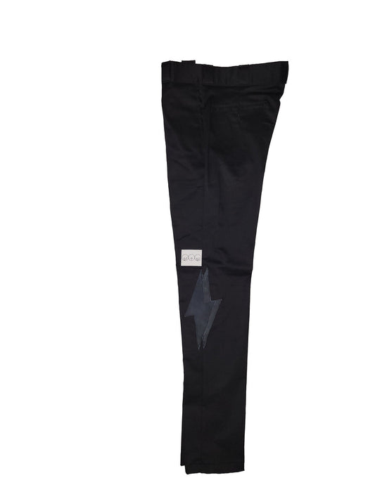 Leather Lightning Bolt Pants (Black)
